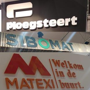 Watersnijden letters - standenbouw Goethals
